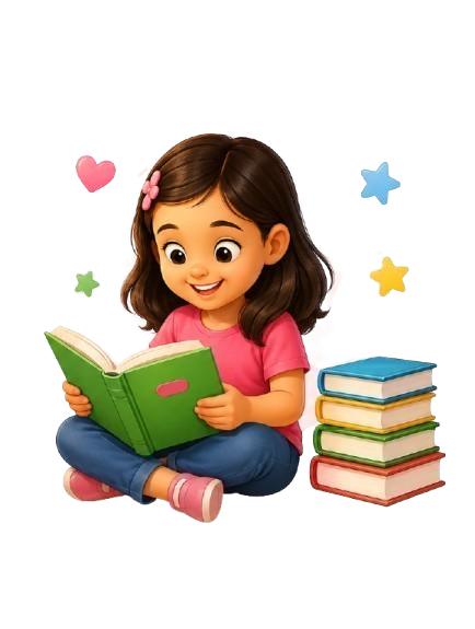 Cartoon girl reading