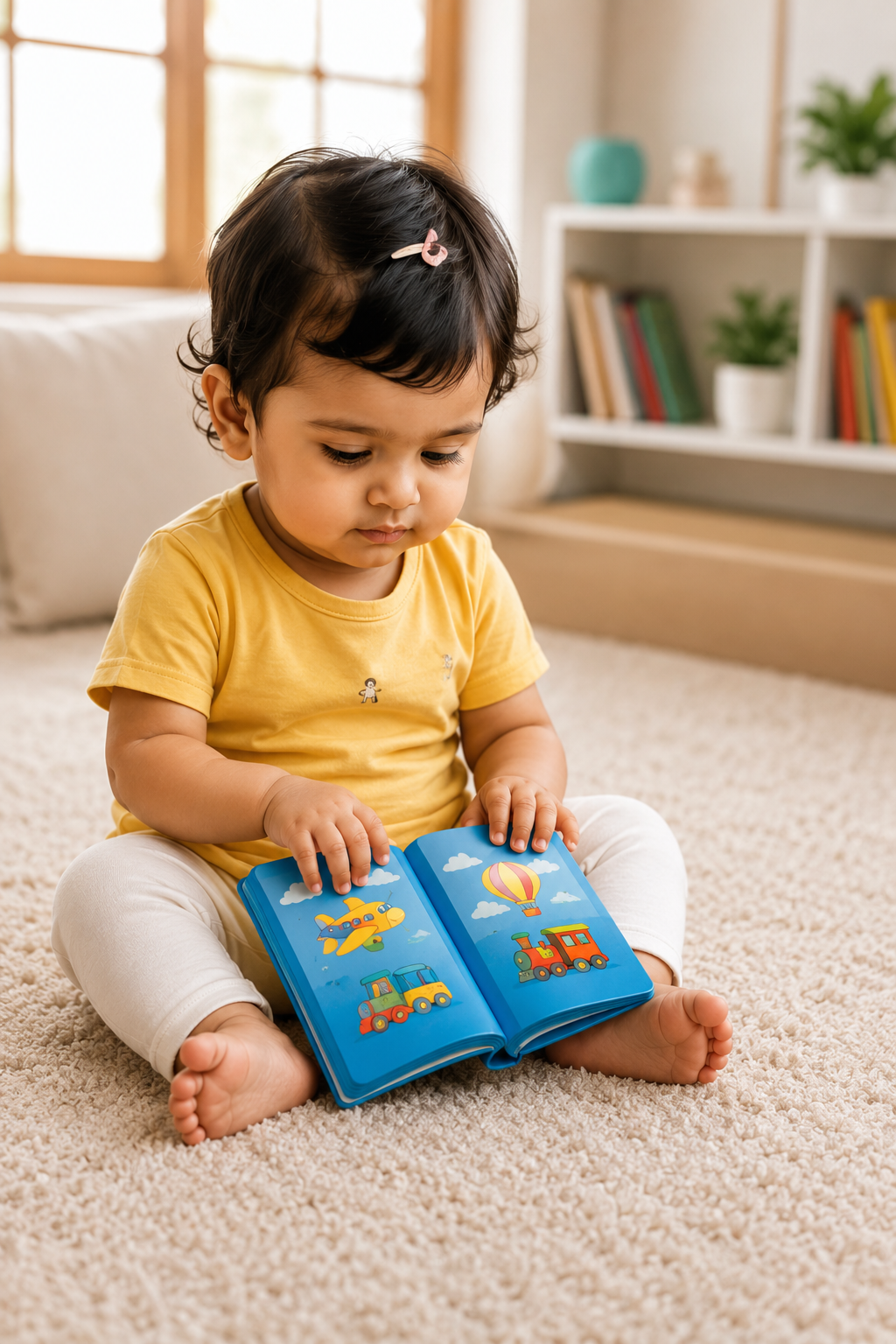 Toddler with board book